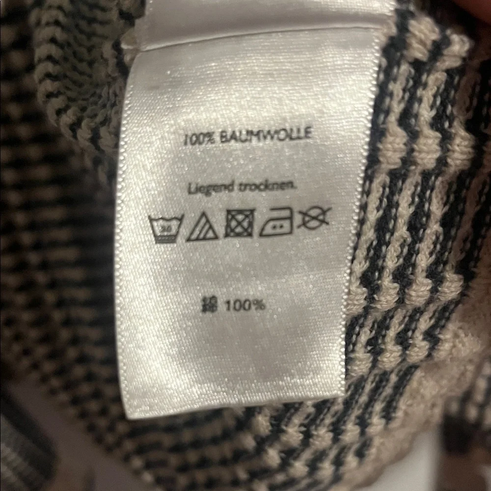Eddie Bauer Black and Cream Long Open-Front Cardigan 100% Cotton - Picture 3 of 7